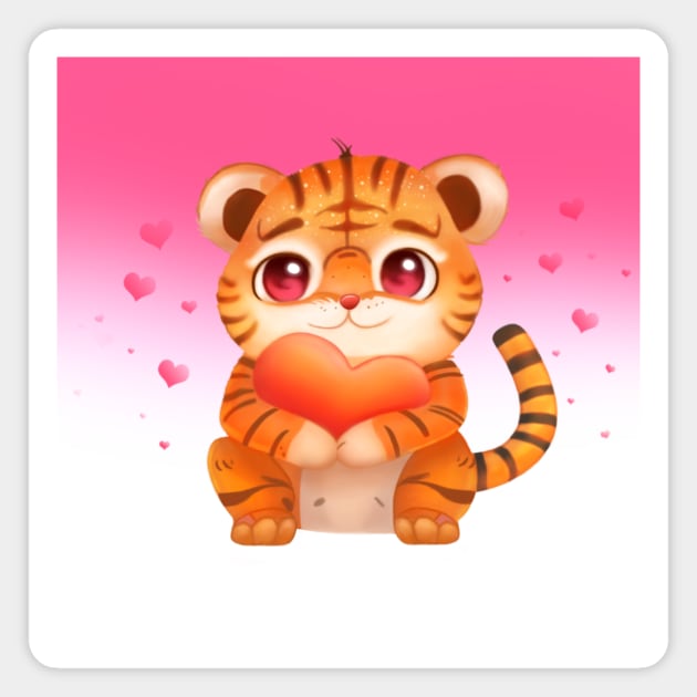 Cute Tiger Valentines Magnet by TinaBalena